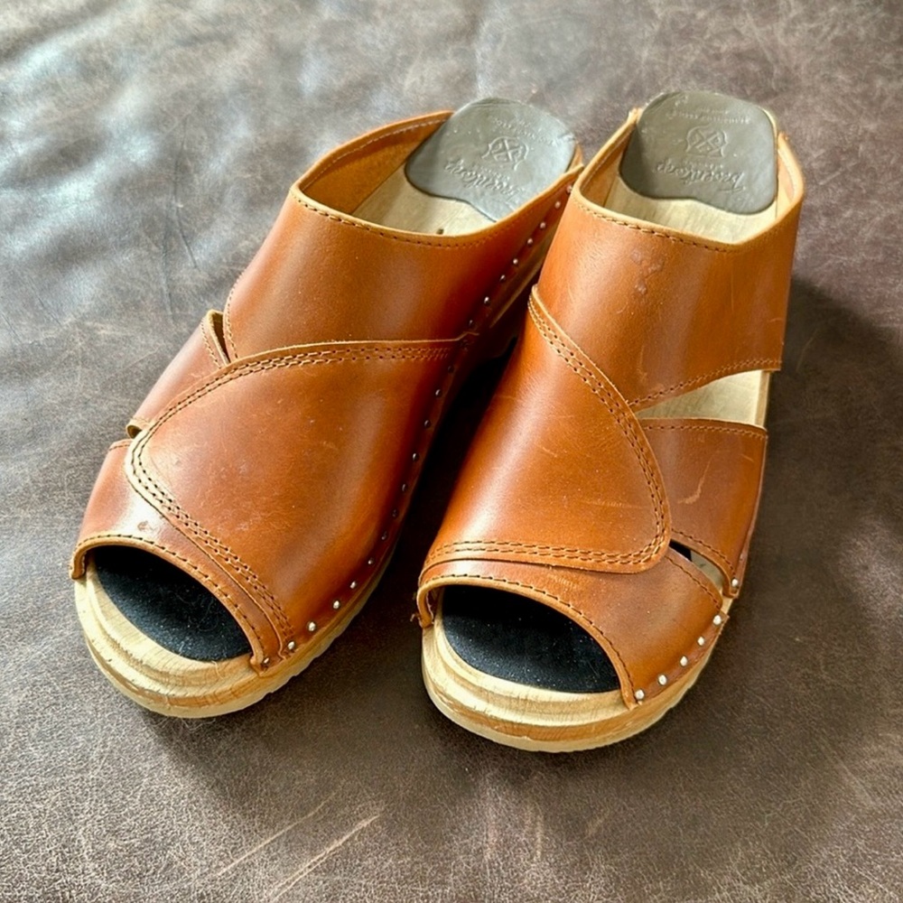 Toronto Mariah Cognac Clogs, Clog Sandal, Bastad Clogs EUC 38.